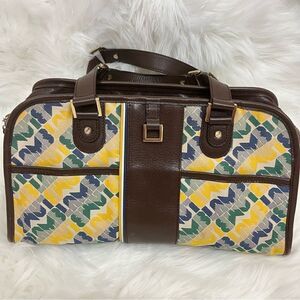 L.A.M.B Gwen Stephani Y2K Logo Spellout Bag Leather/Canvas Blue Yellow